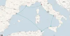 Routenkarte: Kultur- und Küstenerlebnisse im Mittelmeer