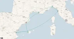 Routenkarte: Mediterrane Entdeckungsreise ab Barcelona