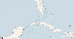 Routenkarte: Karibikträume und Inselzauber mit MSC Cruises