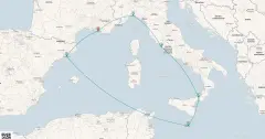 Routenkarte: Mediterrane Entdeckungsreise