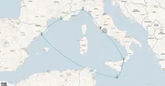 Routenkarte: Mediterrane Metropolen und Inselzauber