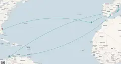 Routenkarte: Atlantische Entdeckungsreise nach Barcelona
