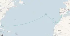 Routenkarte: Vom Mittelmeer in die Magie der Tropen