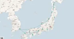 Routenkarte: Kreuzfahrt durch das Herzen Japans und Koreas