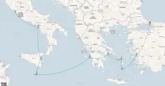 Routenkarte: Kulturelle Entdeckungsreise von Orient zu Okzident