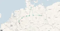 Routenkarte: Eine Reise quer durch Deutschland