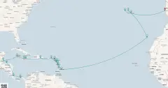 Routenkarte: Kreuzfahrttraum Transatlantik: Von Lissabon nach Panama-Stadt