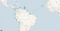 Routenkarte: Abenteuer pur zwischen Atlantik, Karibik und Südamerika