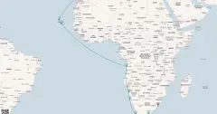 Routenkarte: Von Durban bis Las Palmas (AMA565)