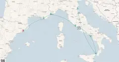 Routenkarte: Italien & Frankreich Kreuzfahrt