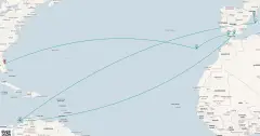 Routenkarte: Spanien & Portugal Transatlantik