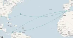 Routenkarte: Spanien & Bermuda Transatlantik