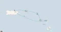 Routenkarte: Kreuzfahrt in der Südlichen Karibik