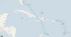 Routenkarte: Kreuzfahrt in der Südlichen Karibik