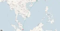 Routenkarte: Kreuzfahrt von Singapur nach Hongkong