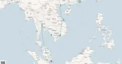 Routenkarte: 14-Tägige Reise nach Thailand, Kambodscha und Vietnam