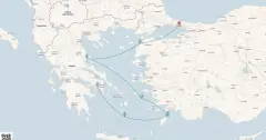 Routenkarte: 7 Tage: Versteckte Schätze der Türkei und Griechenlands