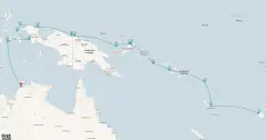 Routenkarte: 22-Tägige Reise in Abgelegene Regionen Indonesiens und Zu den Inseln des Pazifikraums