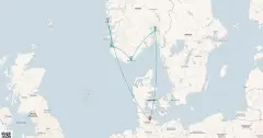 Routenkarte: Südnorwegen ab Kiel
