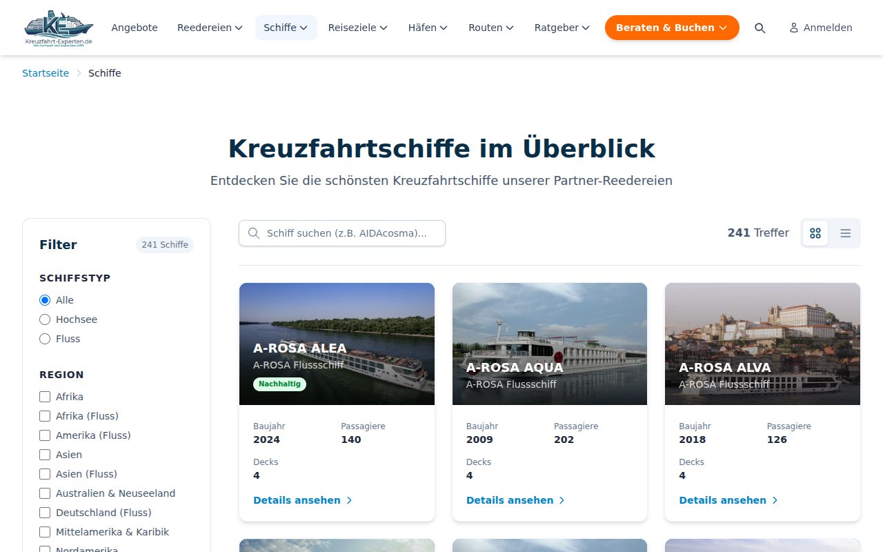 Blick in das Werkzeug Schiffskatalog