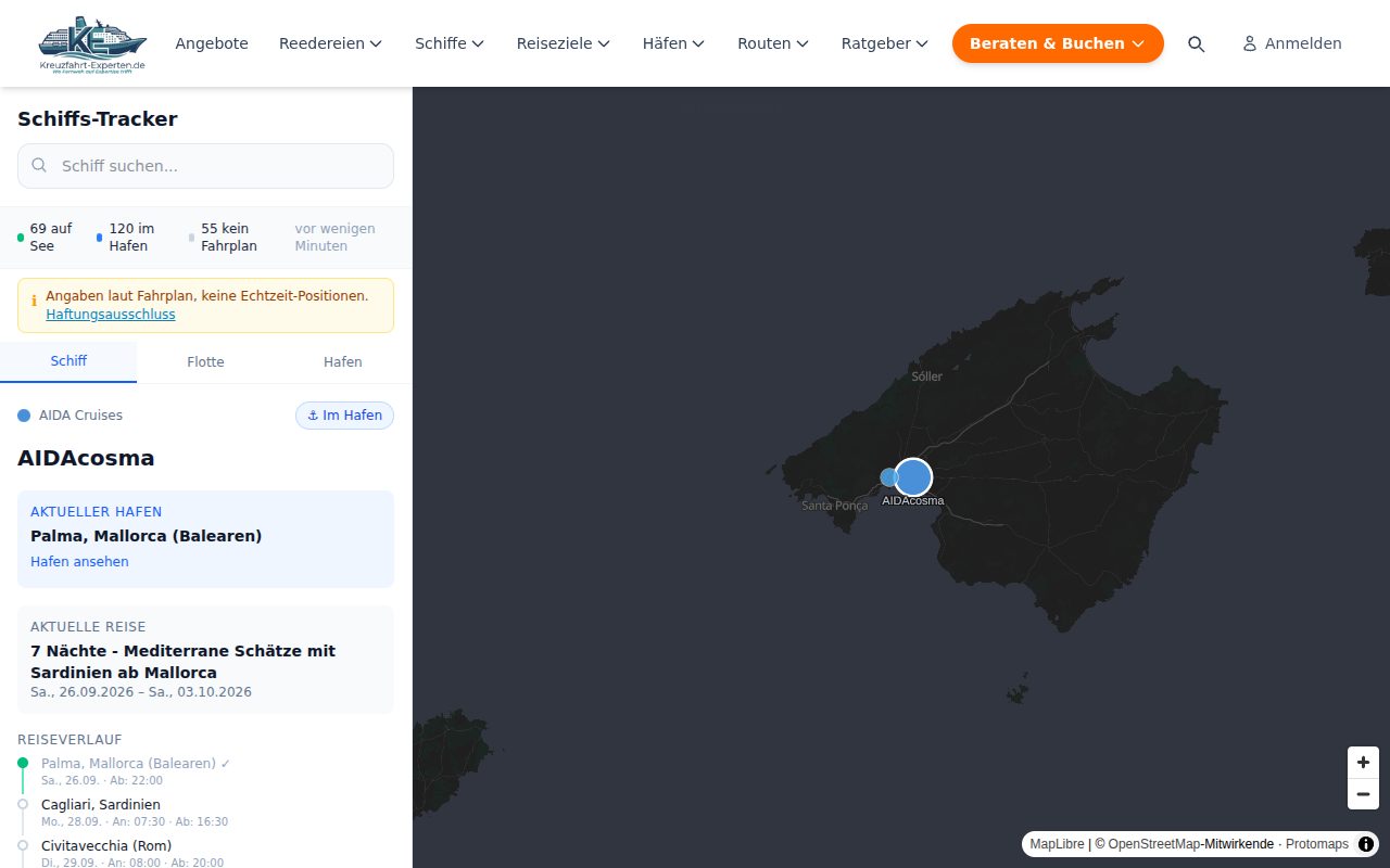 Blick in das Werkzeug Schiffs-Tracker